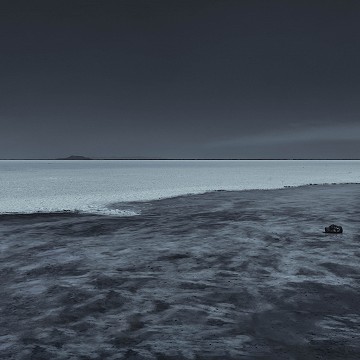 Bonneville Salt Flats, imprimé sur papier perlé, collé sur alu avec baguette au dos pour l'accrochage, dim 56x110 cm