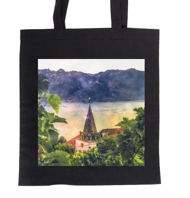 Mon village II | Chardonne_et_la_vigne_36_x_40_cm_coton_bio_noir.JPG